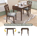 Merax 3-Piece Extendable Drop Leaf Dining Set with Upholstered Chairs