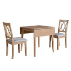 Merax 3-Piece Extendable Drop Leaf Dining Set with Upholstered Chairs