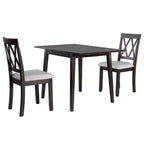 Merax 3-Piece Extendable Drop Leaf Dining Set with Upholstered Chairs