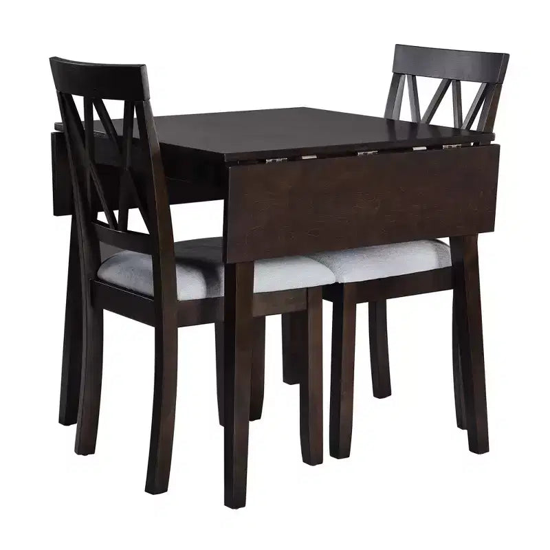 Merax 3-Piece Extendable Drop Leaf Dining Set with Upholstered Chairs