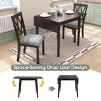 Merax 3-Piece Extendable Drop Leaf Dining Set with Upholstered Chairs