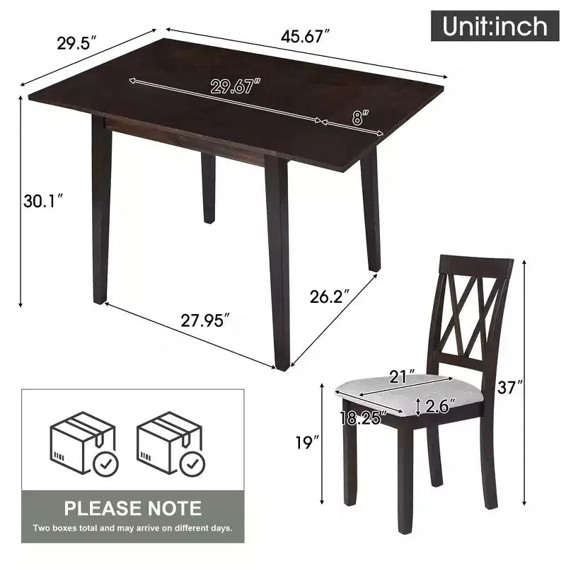 Merax 3-Piece Extendable Drop Leaf Dining Set with Upholstered Chairs