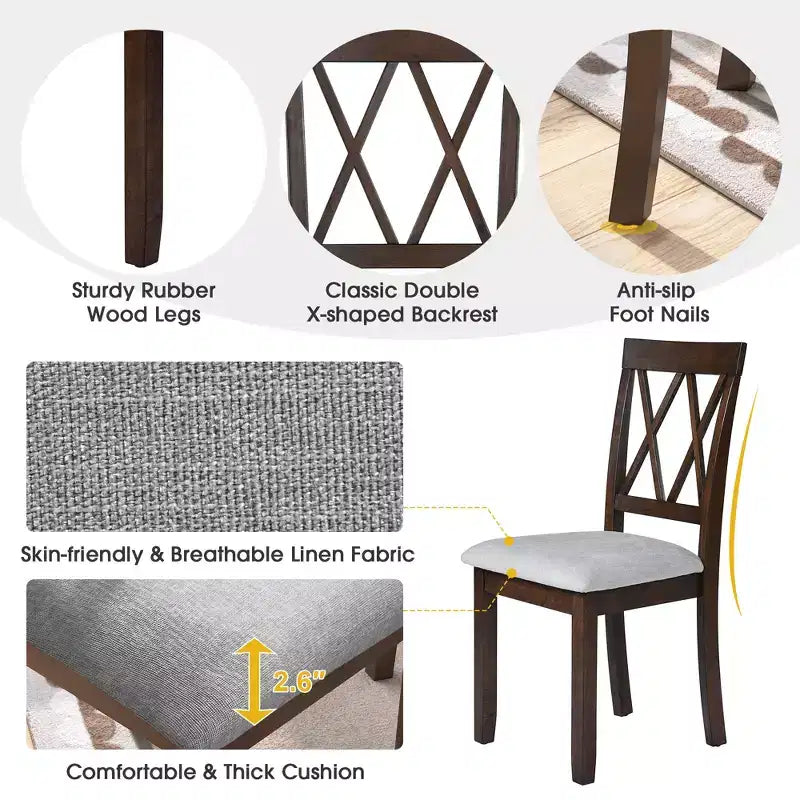 Merax 3-Piece Extendable Drop Leaf Dining Set with Upholstered Chairs