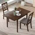 Merax 3-Piece Extendable Drop Leaf Dining Set with Upholstered Chairs