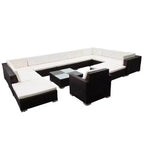 vidaXL Patio Furniture Set Set of 12 Brown Powder-coated steel Large