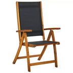 vidaXL Salon de jardin de salle à manger en bois d'acacia massif - Ensemble de mobilier de jardin moderne 7 pièces avec table ovale et chaises pliantes - Résistant aux intempéries - Finition à l'huile foncée
