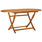 vidaXL Salon de jardin de salle à manger en bois d'acacia massif - Ensemble de mobilier de jardin moderne 7 pièces avec table ovale et chaises pliantes - Résistant aux intempéries - Finition à l'huile foncée