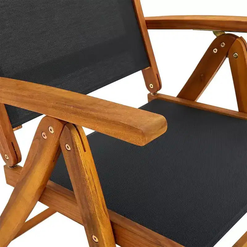 vidaXL Salon de jardin de salle à manger en bois d'acacia massif - Ensemble de mobilier de jardin moderne 7 pièces avec table ovale et chaises pliantes - Résistant aux intempéries - Finition à l'huile foncée