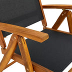 vidaXL Salon de jardin de salle à manger en bois d'acacia massif - Ensemble de mobilier de jardin moderne 7 pièces avec table ovale et chaises pliantes - Résistant aux intempéries - Finition à l'huile foncée