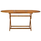 vidaXL Salon de jardin de salle à manger en bois d'acacia massif - Ensemble de mobilier de jardin moderne 7 pièces avec table ovale et chaises pliantes - Résistant aux intempéries - Finition à l'huile foncée