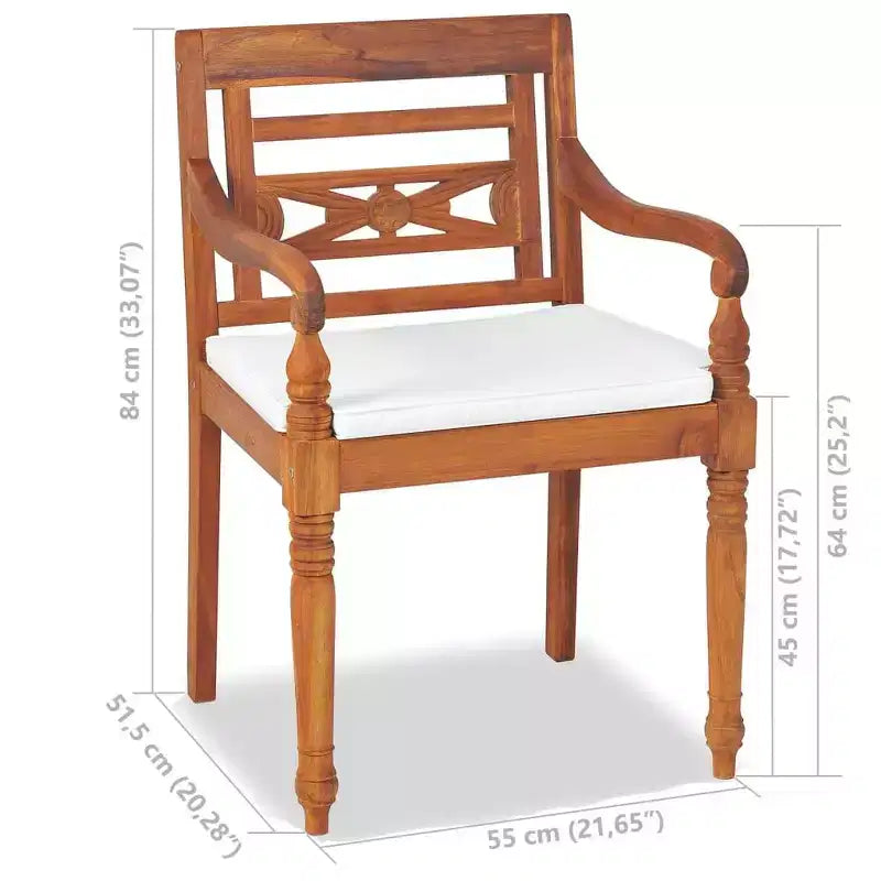 vidaXL Patio Furniture Set Set of 4 Brown Teak Wood Medium Durable
