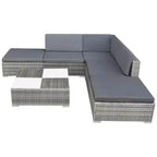 vidaXL Ensemble de meubles de jardin gris en résine tressée modulaire moyen