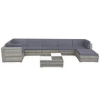 vidaXL Salon de jardin 8 pièces - Résine tressée grise avec coussins confortables, configuration polyvalente - Idéal pour le jardin et la terrasse