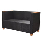 vidaXL Salon de jardin 5 pièces avec coussins, résine tressée, noir