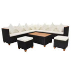vidaXL Patio Furniture Set Set of 7 Black Poly Rattan Large