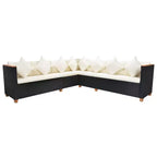 vidaXL Patio Furniture Set Set of 7 Black Poly Rattan Large