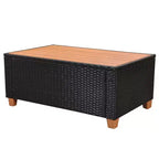 vidaXL Patio Furniture Set Set of 7 Black Poly Rattan Large
