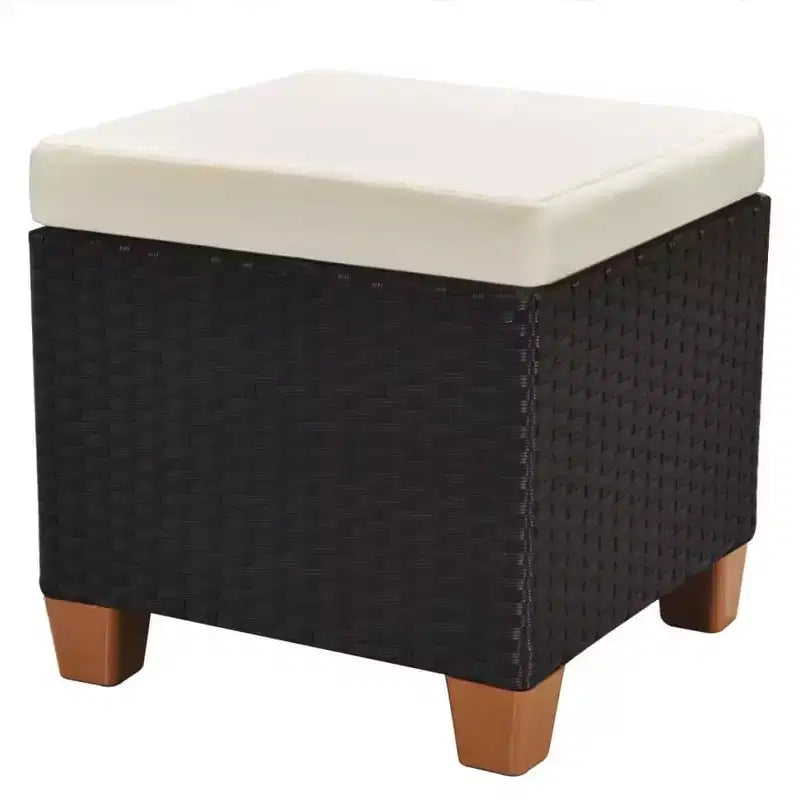 vidaXL Patio Furniture Set Set of 7 Black Poly Rattan Large