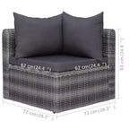 vidaXL Sofa Set Grey PE rattan, powder-coated steel, glass 5 Piece