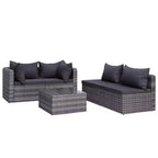 vidaXL Sofa Set Grey PE rattan, powder-coated steel, glass 5 Piece