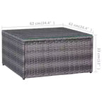 vidaXL Sofa Set Grey PE rattan, powder-coated steel, glass 5 Piece