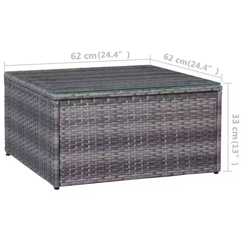 vidaXL Sofa Set Grey PE rattan, powder-coated steel, glass 5 Piece
