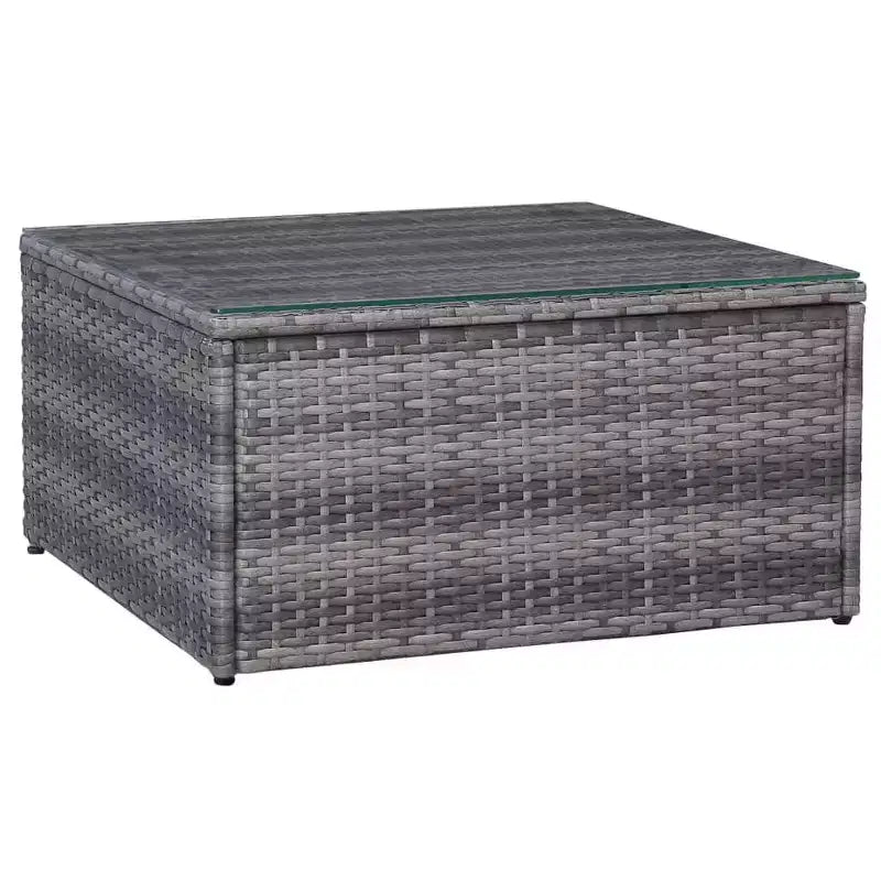 vidaXL Sofa Set Grey PE rattan, powder-coated steel, glass 5 Piece