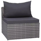vidaXL Sofa Set Grey PE rattan, powder-coated steel, glass 5 Piece