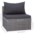 vidaXL Sofa Set Grey PE rattan, powder-coated steel, glass 5 Piece