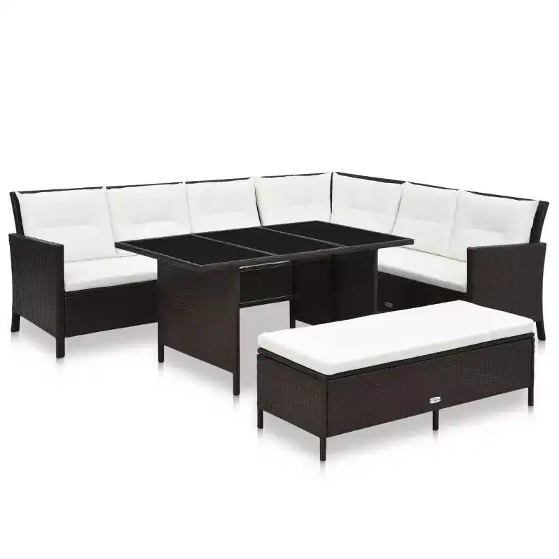 vidaXL Garden Furniture Set Brown, Cream White