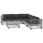 vidaXL Patio Lounge Set Set of 6 Grey PE Rattan Adjustable Armrests