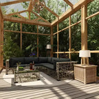 vidaXL Salon de jardin 6 places en résine tressée gris avec accoudoirs réglables