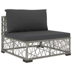 vidaXL Salon de jardin 6 places en résine tressée gris avec accoudoirs réglables