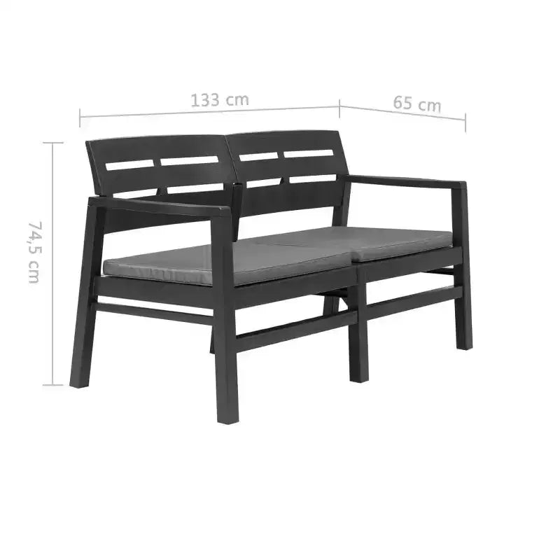 vidaXL Patio Lounge Set Set of 4 Anthracite Plastic Medium Lightweight