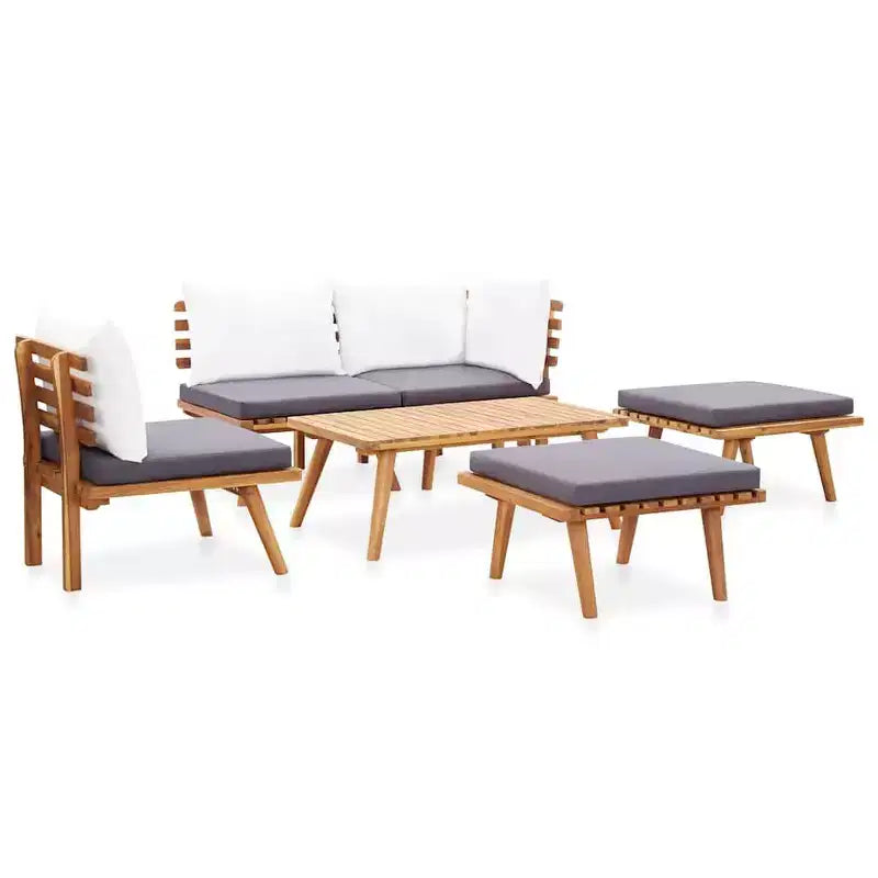 vidaXL Garden Sofa Set Natural, dark gray, white