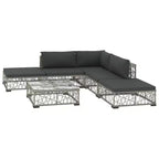 vidaXL Patio Sofa Set Set of 6 Gray PE Rattan Medium Modular
