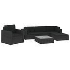 vidaXL Garden Lounge Set Black (Rattan), Black (Cushions)