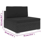 vidaXL Garden Lounge Set Black (Rattan), Black (Cushions)