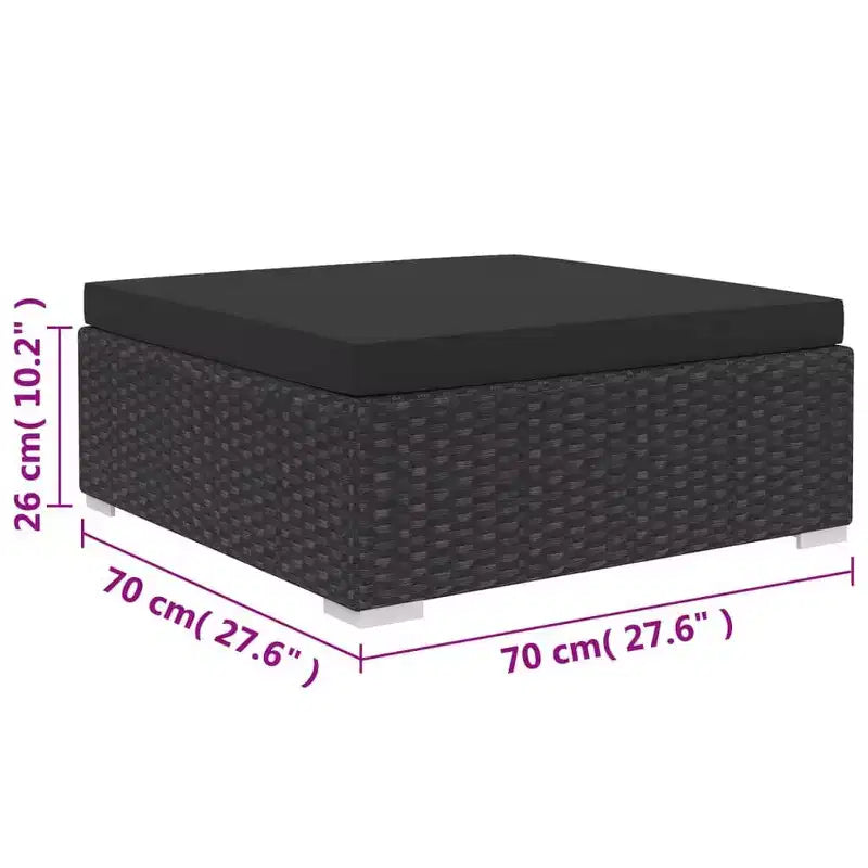 vidaXL Garden Lounge Set Black (Rattan), Black (Cushions)
