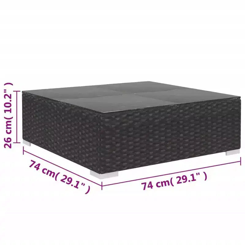 vidaXL Garden Lounge Set Black (Rattan), Black (Cushions)
