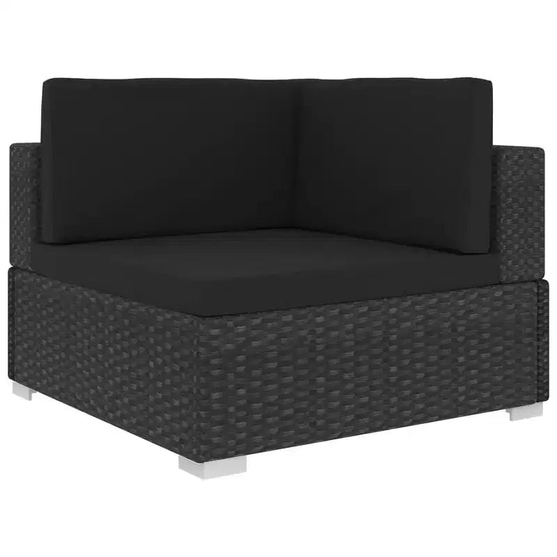 vidaXL Garden Lounge Set Black (Rattan), Black (Cushions)