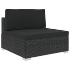 vidaXL Garden Lounge Set Black (Rattan), Black (Cushions)