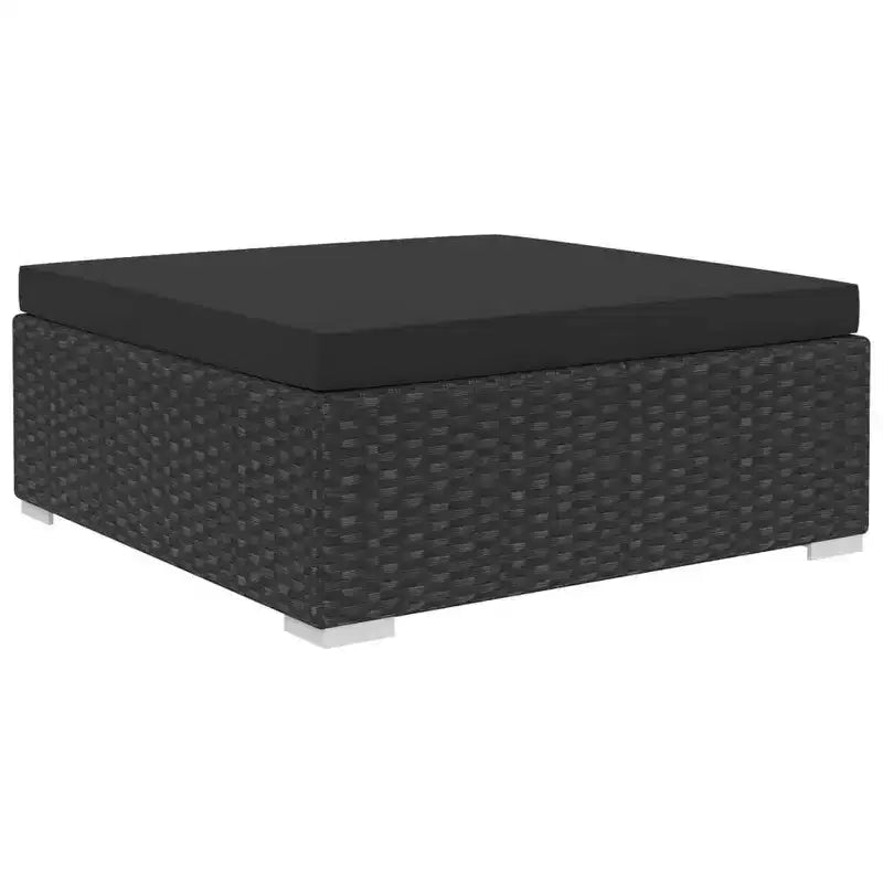 vidaXL Garden Lounge Set Black (Rattan), Black (Cushions)