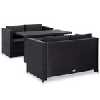 vidaXL - 3 Piece Poly Rattan Patio Lounge Set with Cushions, Black - Weather-Resistant, Outdoor Sofa Set with Sturdy Steel Frame and Easy to Clean