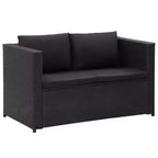 vidaXL - 3 Piece Poly Rattan Patio Lounge Set with Cushions, Black - Weather-Resistant, Outdoor Sofa Set with Sturdy Steel Frame and Easy to Clean