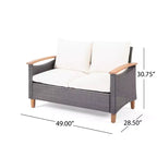 Christopher Knight Home Velthur Outdoor Wicker and Acacia Wood 4 Seater Chat Set