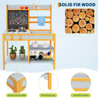 Cuisine de boue en bois d'extérieur pour enfants avec évier et robinet amovibles, tableau double face, étagères de rangement et cuisinière factice