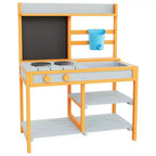 Cuisine de boue en bois d'extérieur pour enfants avec évier et robinet amovibles, tableau double face, étagères de rangement et cuisinière factice
