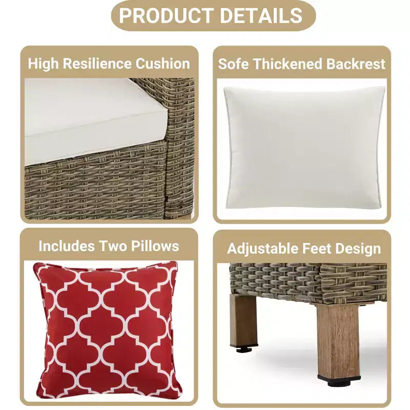 9 Piece Patio Conversation Sets with Cushions and Coffee Table