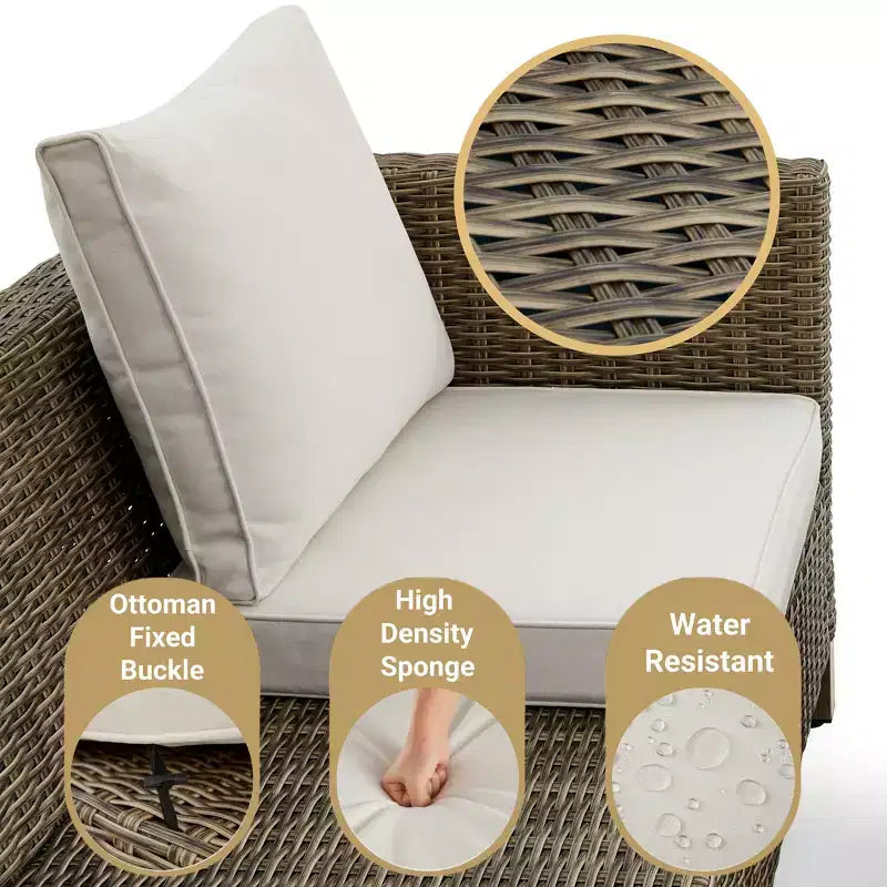 Ensembles de conversation de patio 8 pièces avec coussins et poufs